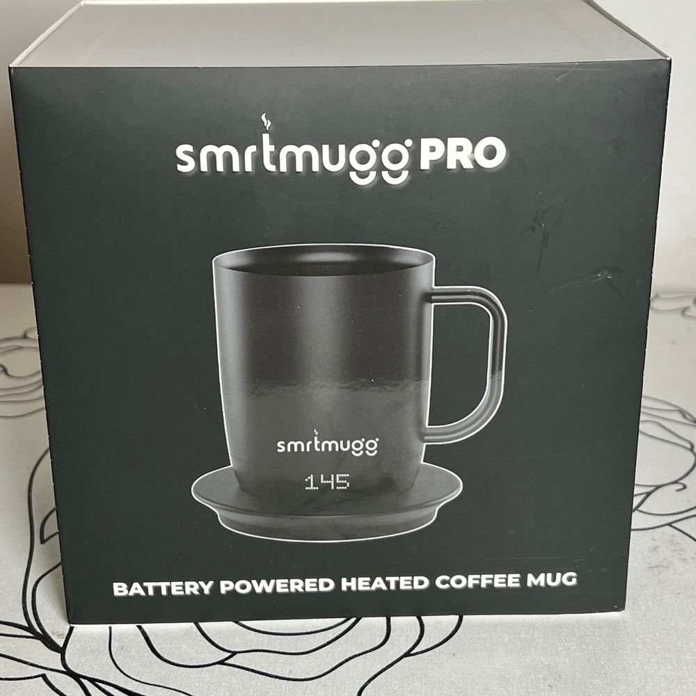 SMRT MUGG PRO V2 Battery Powered Heated Coffee Mug Black 14oz Smart Display